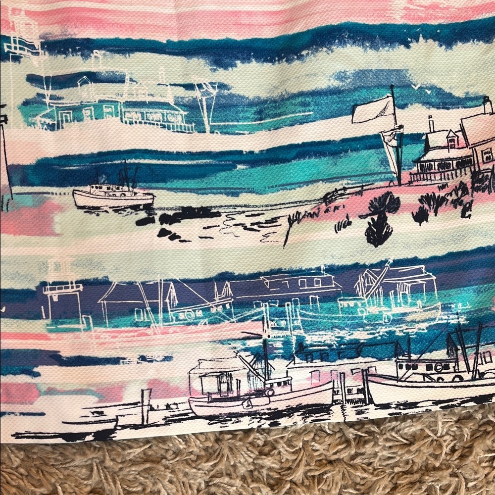 Talbots Striped Seaside Print Dress - Pink & Blue - Size 12 - Picture 7 of 11